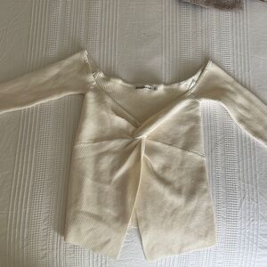 Abercrombie & Fitch Off-White Ribbed Knit Top